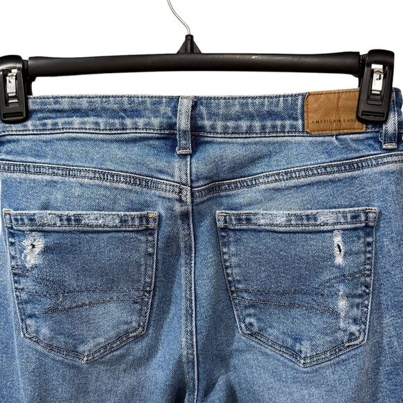 American Eagle Womens Distressed High-Waisted Mom Blue Jeans Size 4 Regular - Picture 5 of 8